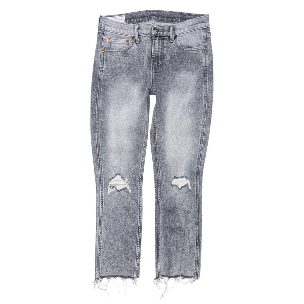 GAP Mid Rise Vintage Slim Jeans Grey Destroy 25 / 0 Petite Distressed Stretch
